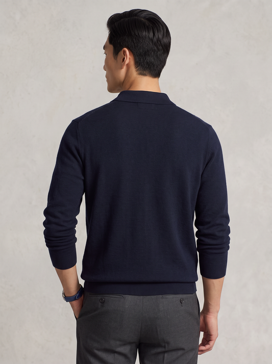 Knitted Quarter-Zip Polo Sweater