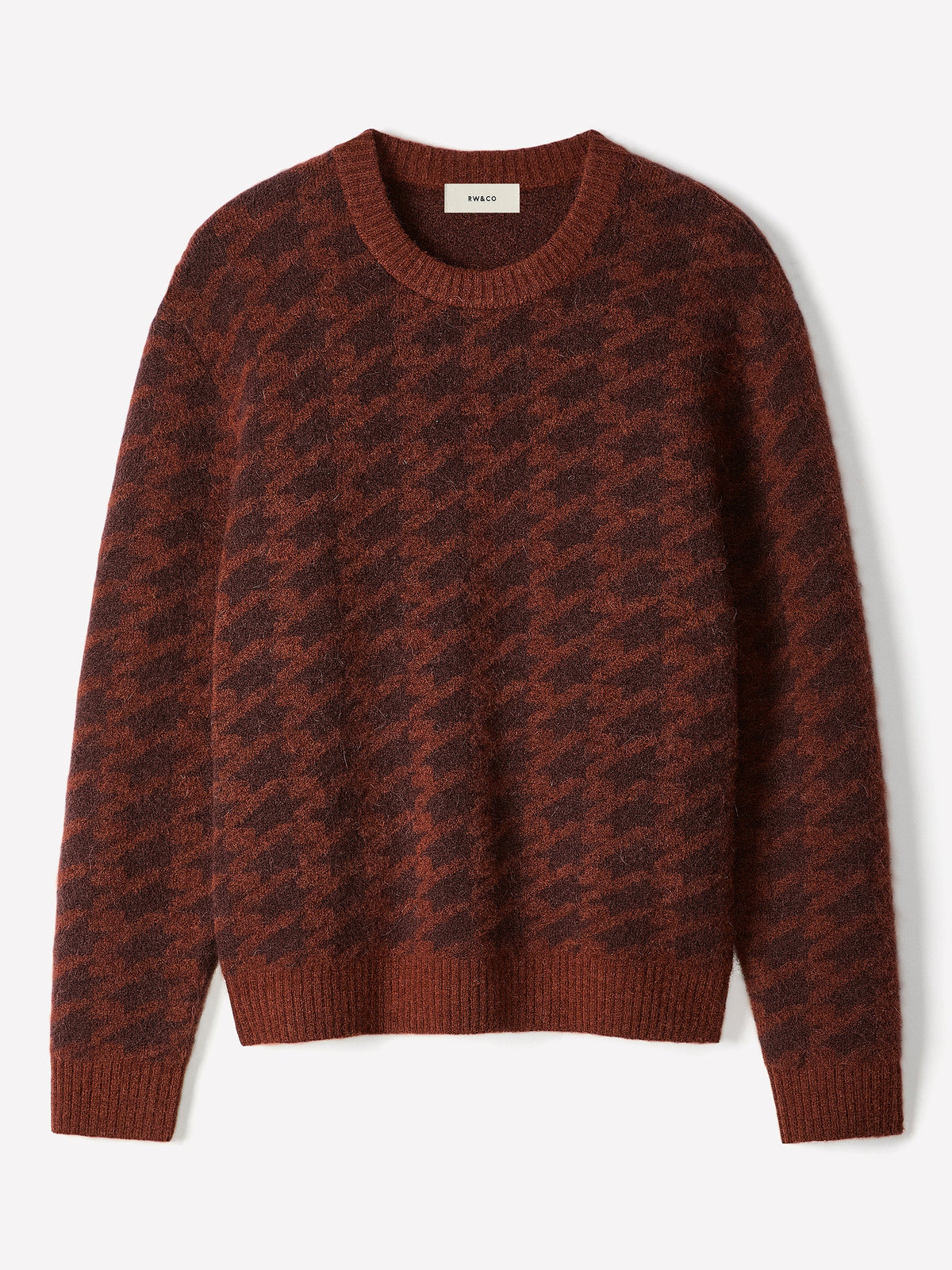 Houndstooth Crewneck Sweater for Men | Alpaca Blend 3