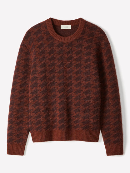 Houndstooth Crewneck Sweater for Men | Alpaca Blend 3