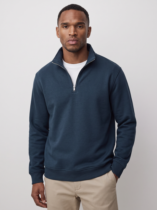 Pull demi-zip en coton Alessio