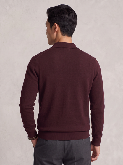 Knitted Quarter-Zip Polo Sweater