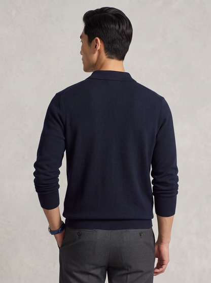 Knitted Quarter-Zip Polo Sweater